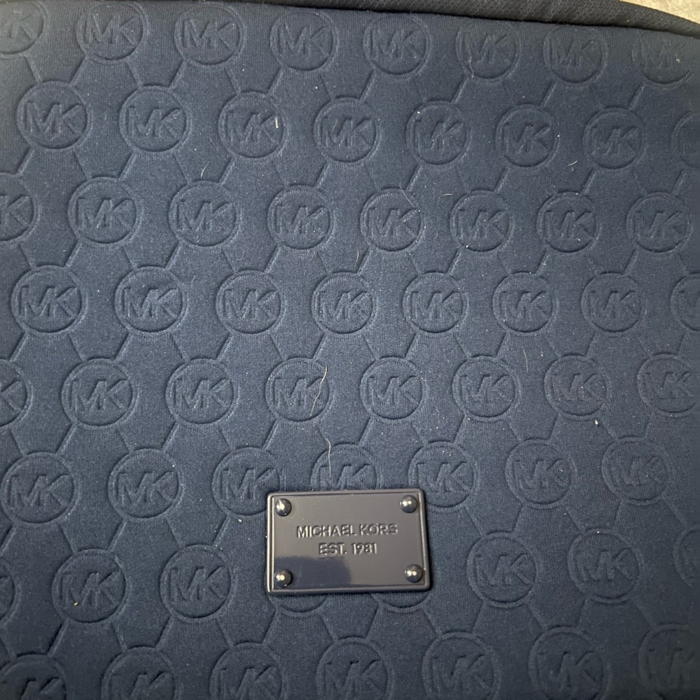 Michael Kors Dark Blue Embossed iPad Crossbody Bag